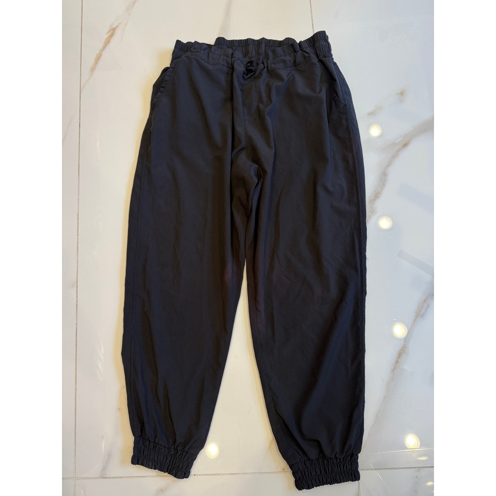 Black Lightweight Jogger Pants Elastic Waist Drawstring Athletic‎ Trousers - Picture 2 of 6